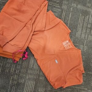Figs orange large top medium joggers